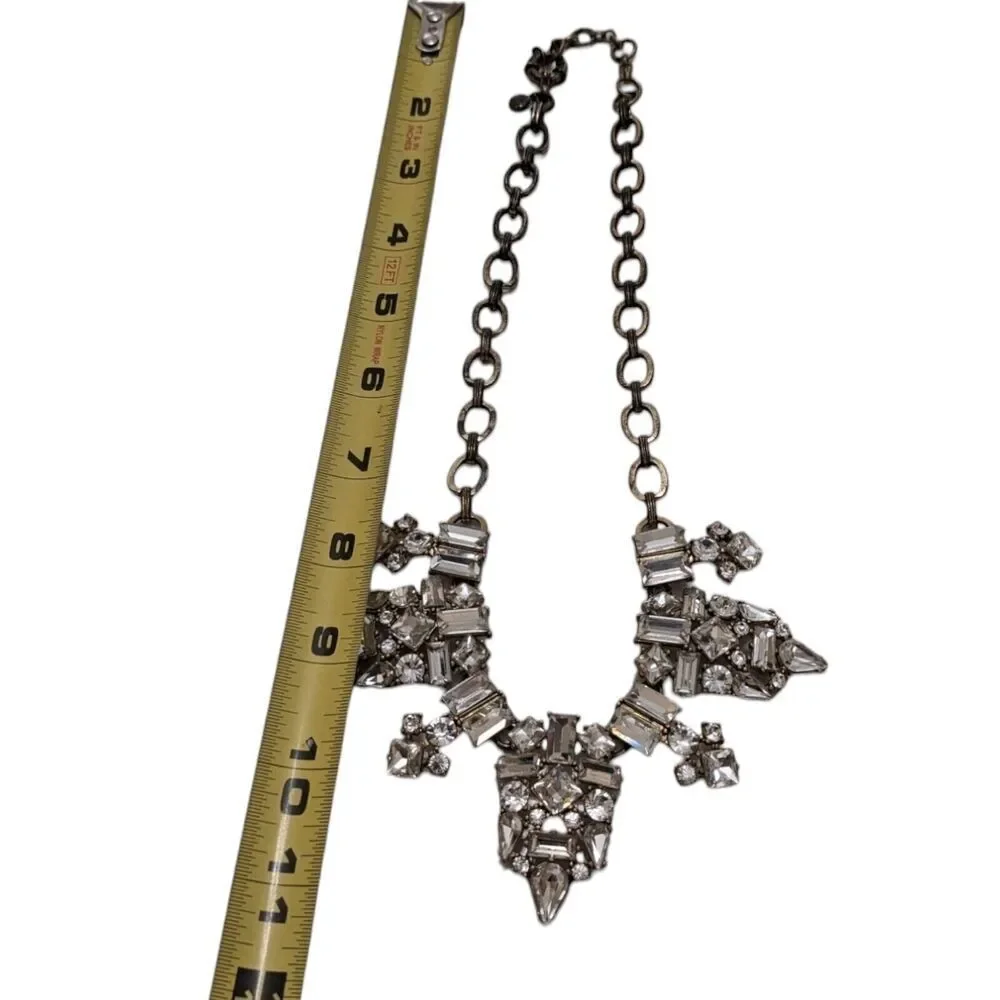 J Crew Faceted Crystal Rhinestone Geometric Cluster Necklace Gold‎ Tone - Picture 5 of 5